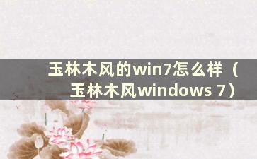 玉林木风的win7怎么样（玉林木风windows 7）